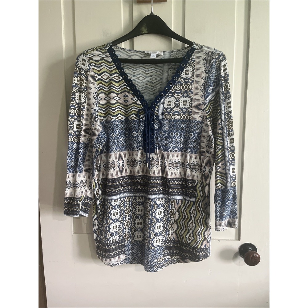 Westport 1962 FloralBlouse Navy Boho Cottagecore Lightweight Top Small Garden